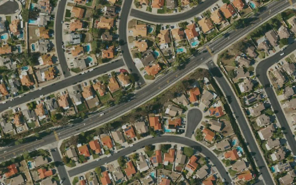 Aerial view of a residential neighbourhood in Murrieta, California