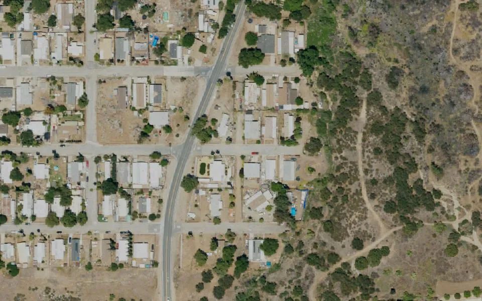 Aerial view of a residential neighbourhood in Perris, California
